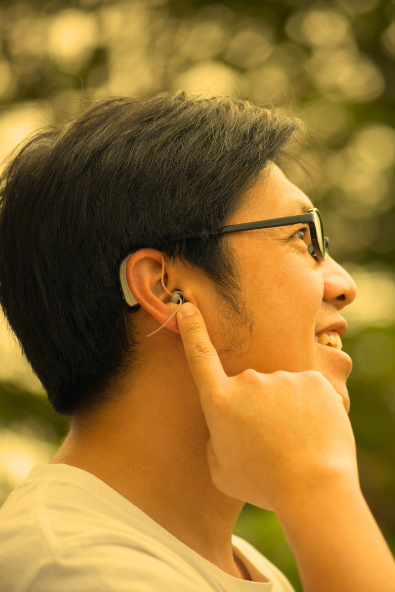 man with hearing aid