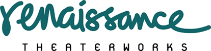 Renaissance Theaterworks logo, italic lettering in turquoise