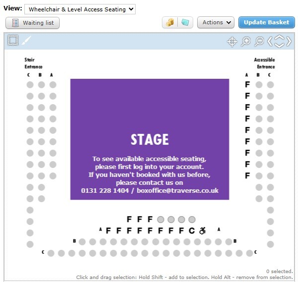 The Traverse Theatre's seating plan.