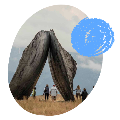 an exterior shot of a sweeping rock sculpture at the Tippet Rise Art Center
