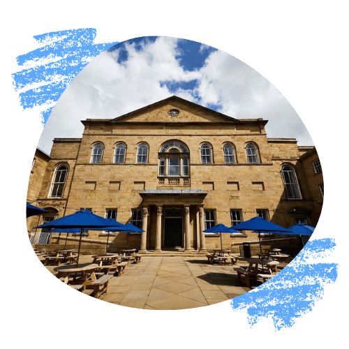 The sandstone facade of the Lawrence Batley Theatre