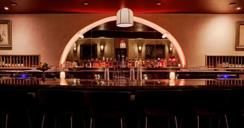 The bar of Club X Speakeasy in Chicago, Illinois.