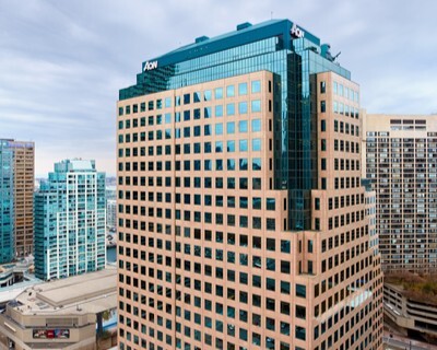 An exterior angle of WaterPark Place in Toronto, Ontario.