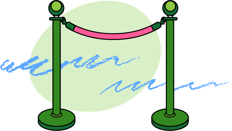 an illustration of a stanchion to represent audiences and the arts