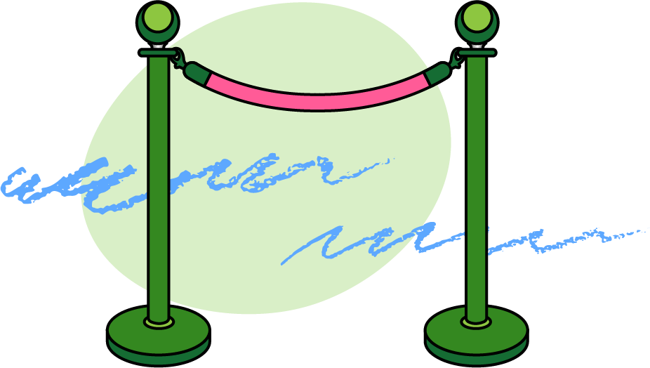 an illustration of a stanchion to represent audiences and the arts