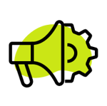 an icon of a bullhorn with a great to represent marketing integrations