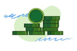 an illustration of a pile of coins to represent fundraising