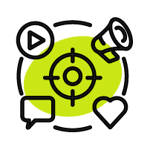 an icon of campaign elements revolving around a target