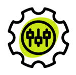 an icon of a gear with levers in the middle to represent configuration