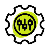 an icon of a gear with levers in the middle to represent configuration