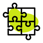 an icon of puzzle pieces fitting together to represent integrations