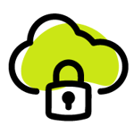 an icon of a lock underneath a cloud to represent security