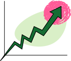 an illustration of an arrow trending upward to represent scalability