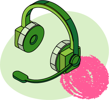 an illustration of a headset to symbolize support