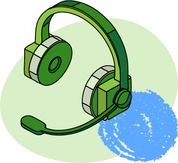 an illustration of a headset to symbolize support