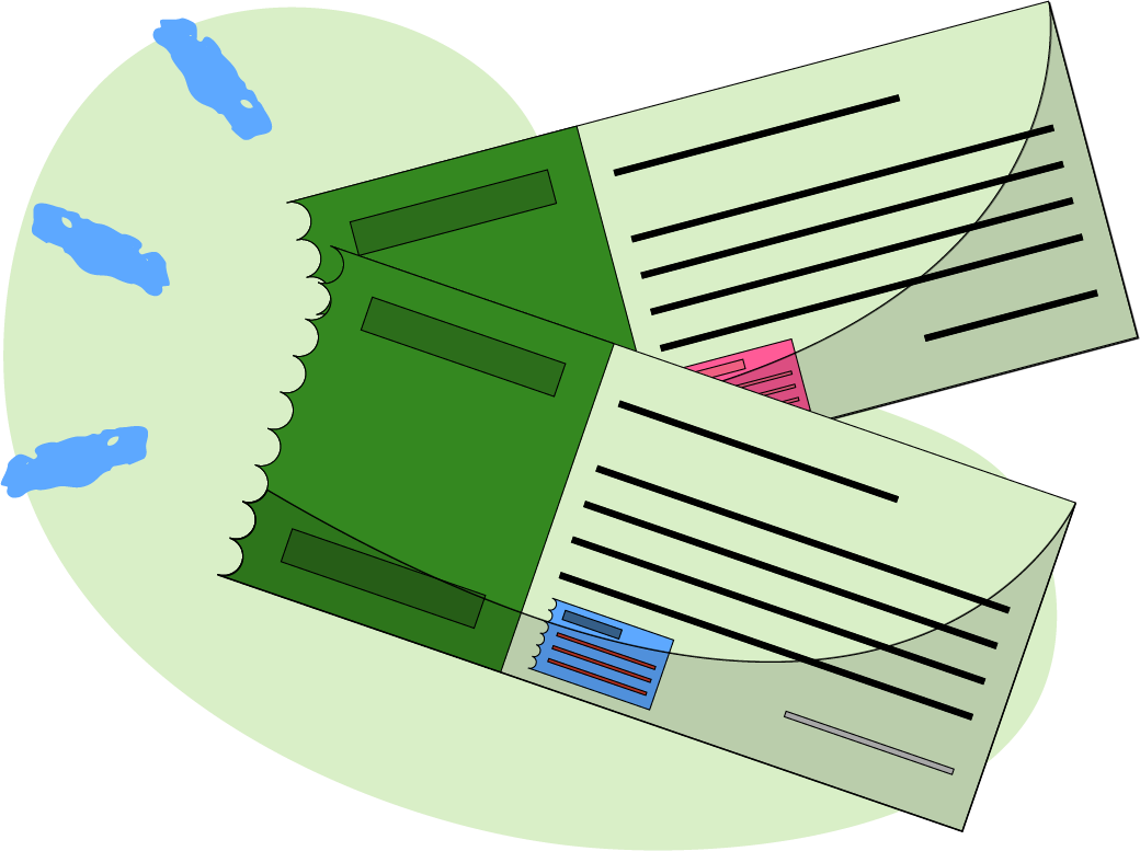 an illustration of two tickets to represent ticketing and box office