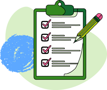 an illustration of a clipboard with checkmarks on it