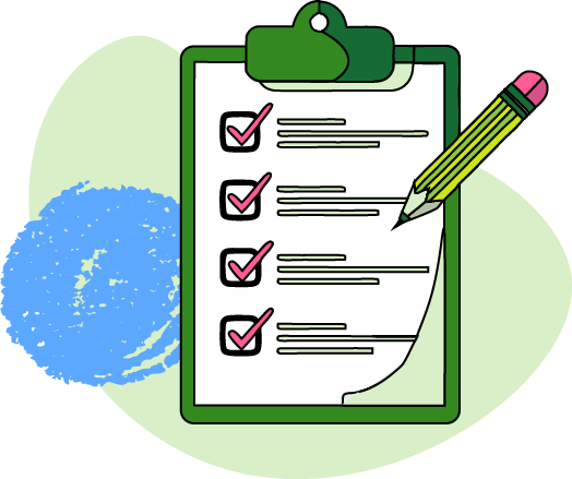 an illustration of a clipboard with checkmarks on it