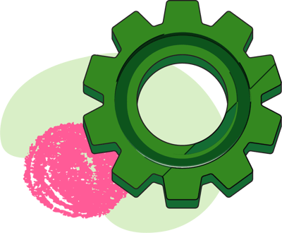 an illustration of a gear to symbolize web development and integrations