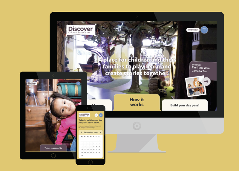 Screenshots of the Discover website on a desktop, tablet, and phone, showing an inviting, intuitive purchase pathway