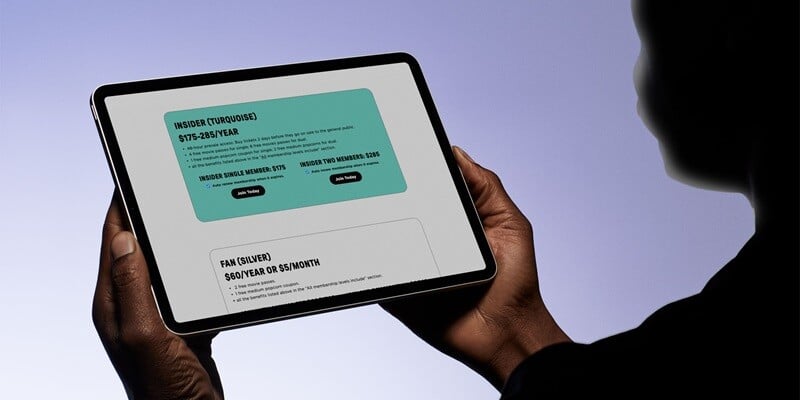 A customer views membership options at the Cabot, MA, on their tablet, quickly finding details of price and benefits across tiers