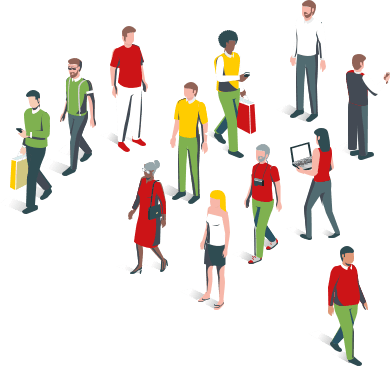 Graphic representations of a varied group of people