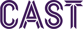 Logo for CAST in Doncaster, stylised capitals in two tracks