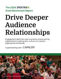 Front cover of the 2026 Spektrix Email Benchmarks Report, Drive Deeper Audience Relationships