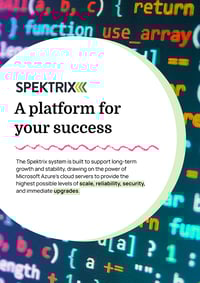 Cover of a booklet titled A Platform For Your Success, with a background of code symbols