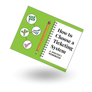 Cover of a workbook called How to Choose a Ticketing System