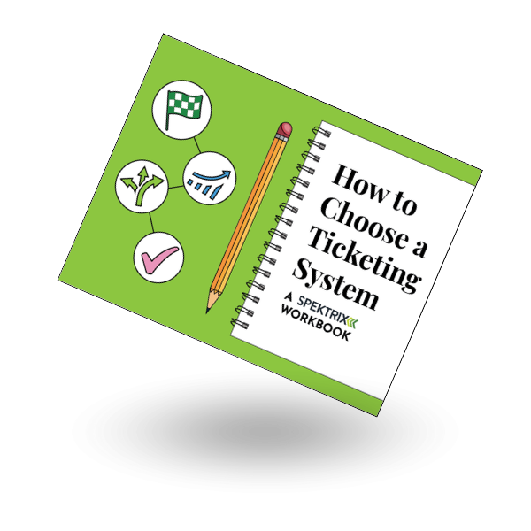 Cover of a workbook called How to Choose a Ticketing System