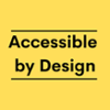 logo of Accessible by Design, black font on a yellow square