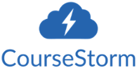 A cloud with a lightning symbol above the word CourseStorm