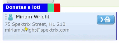 gif showing a customer tagged as a major donor