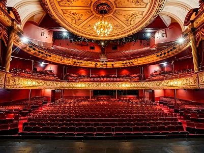 The three tiered, red and gold Victorian auditorium at Wolverhampton Grand Theatre. Credit Jonathan Hipkiss.