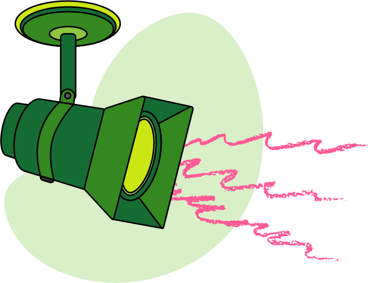 an illustration of a bright spotlight