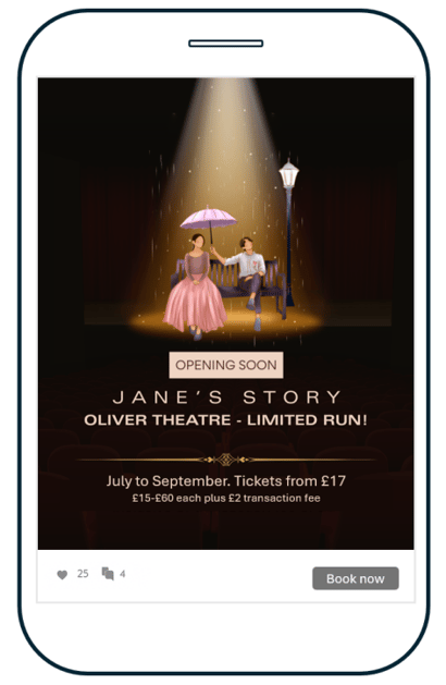 show ad with the price that lists "Tickets from £17. £15-£60  ecah plus £2 transaction fee" in line with cma price transparency guidance