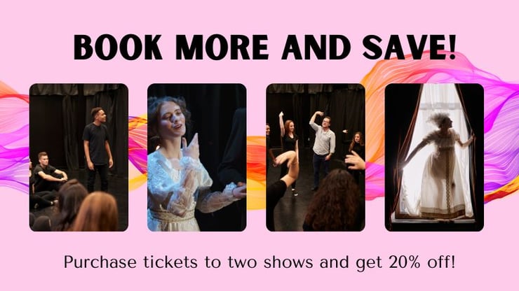 A sample offer to buy more and save at a theatre, offering 20% off if the customer purchases tickets to two shows.