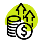 an icon of money with arrows indicating growth