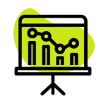 an icon of a whiteboard with a graph on it