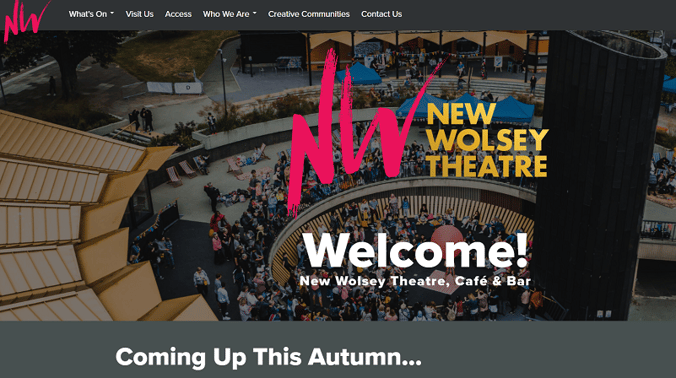 A welcoming homepage at New Wolsey Theatre