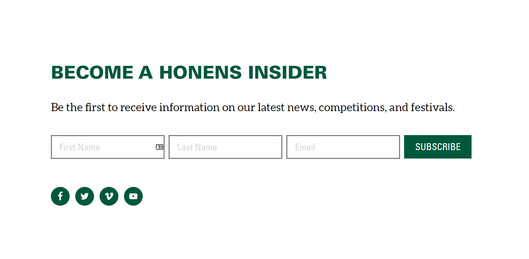 newsletter signup for Honens International
