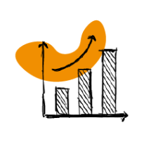 ascending bar graph with arrow indicating increase