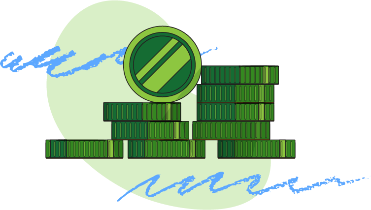 an illustration of a pile of coins to represent revenue income