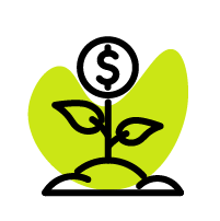 an icon of a growing plant with a coin instead of a flower