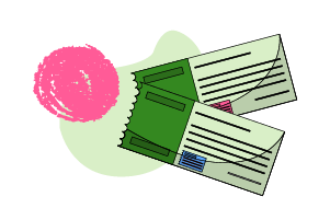 an illustration of a pair of tickets to represent ticketing