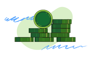 an illustration of a pile of coins to represent fundraising