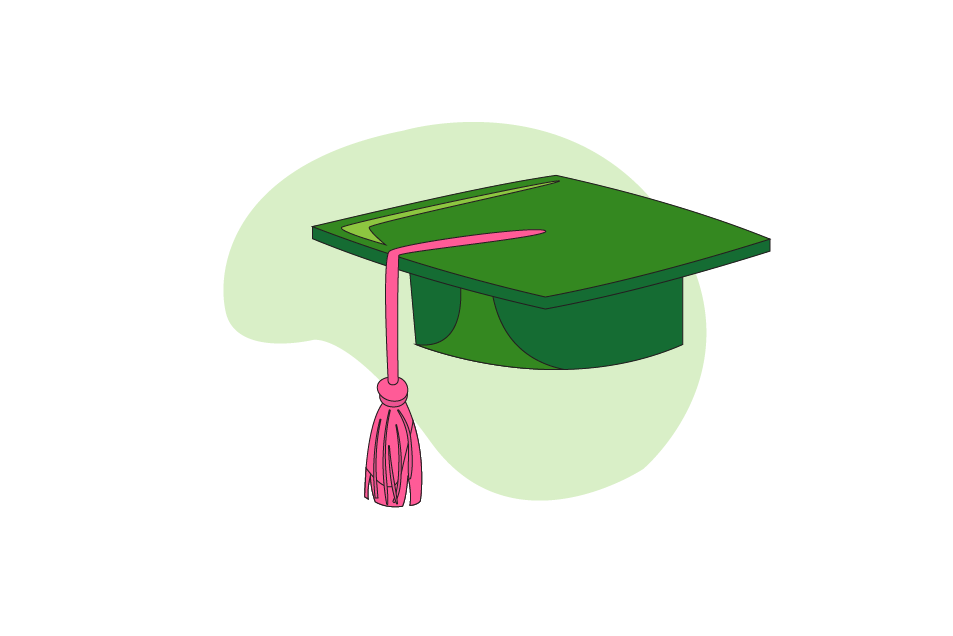 an illustration of a graduation cap to represent elearning