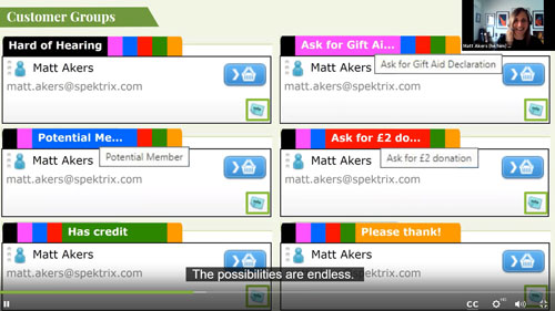 Matt Akers provides timesavers training on using customer groups in a Spotlights webinar