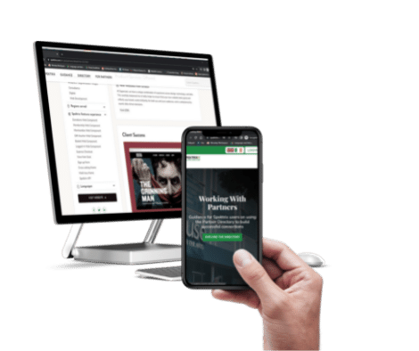 Visualisation of the Spektrix Partner Directory on mobile and desktop